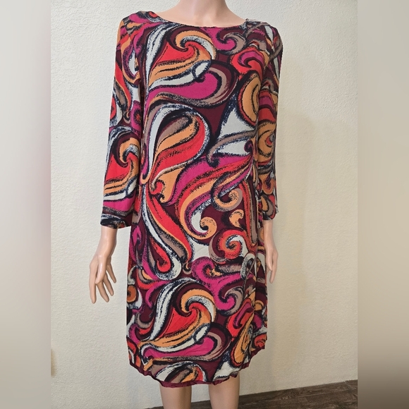 Maeve Anthropologie Flavia Swirl Print Shift Dress Size SmallAbstract Re… - Picture 8 of 10